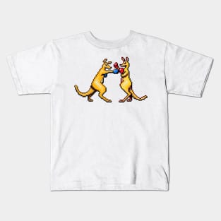 Kangaroos Boxing Pixel Art Kids T-Shirt